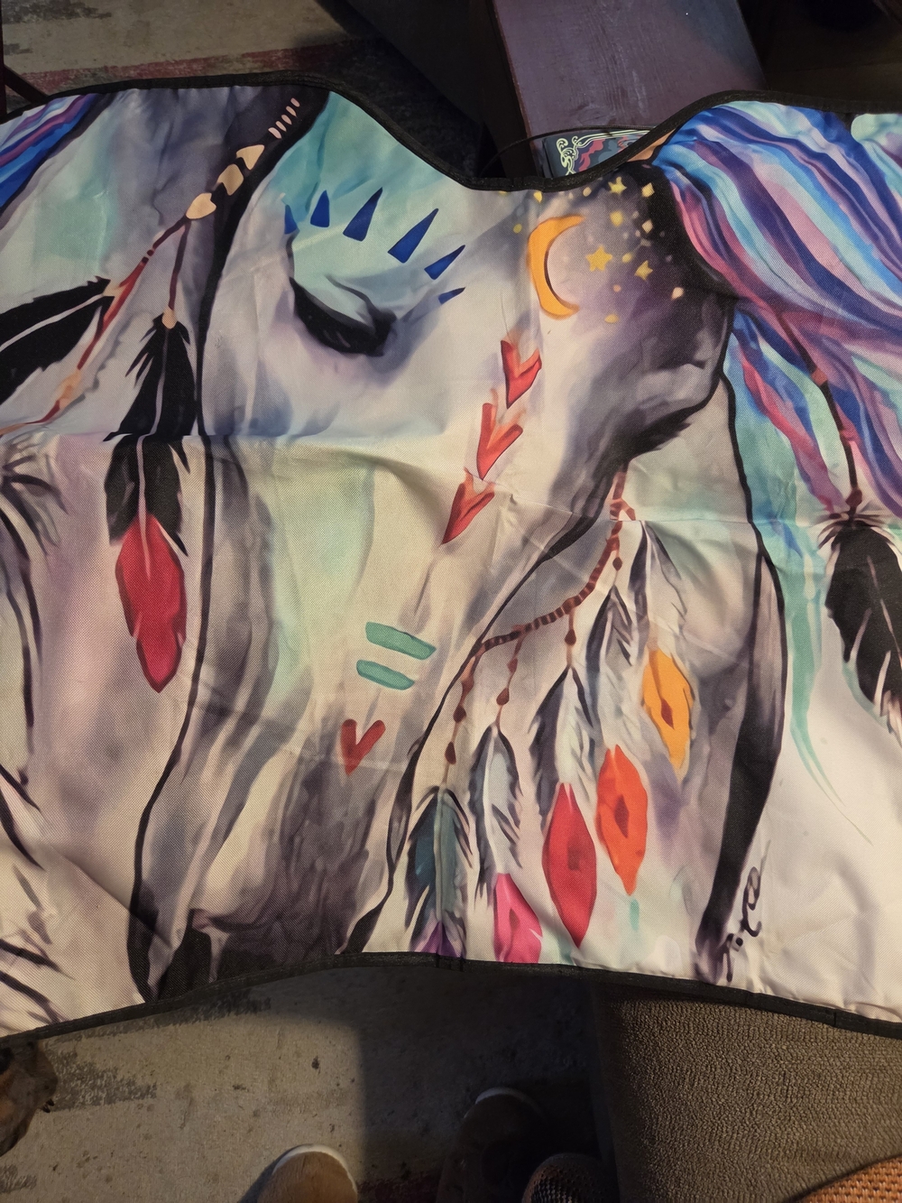 Truck/car Sunshade with Whimsical Horse & Feather Print - Multicolor
